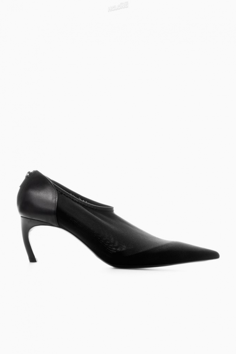 Black COS Leather And Mesh Pumps | TN95-Z9RV