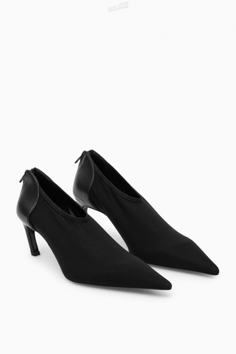 Black COS Leather And Mesh Pumps | TN95-Z9RV