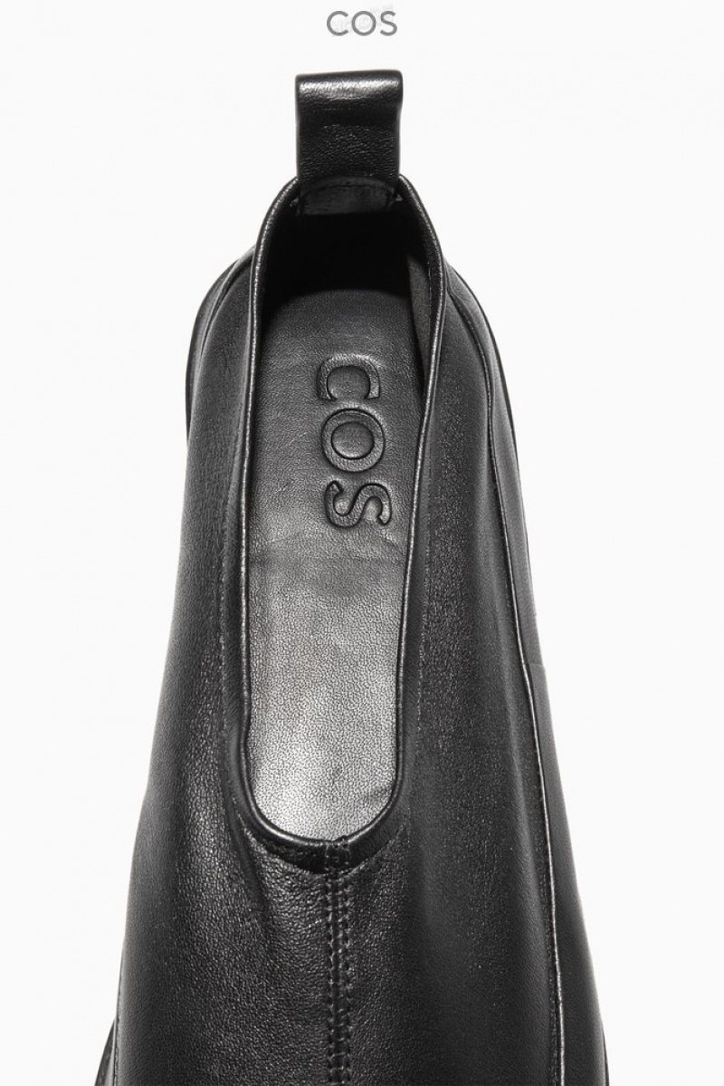 Black COS Leather Ballet Flats | SV41-W3EJ