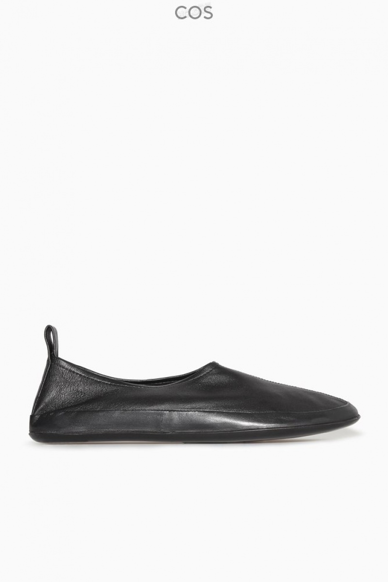 Black COS Leather Ballet Flats | SV41-W3EJ