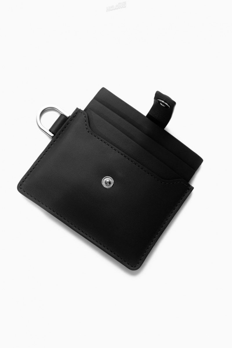 Black COS Leather Lanyard Cardholder | ZC99-E9BN