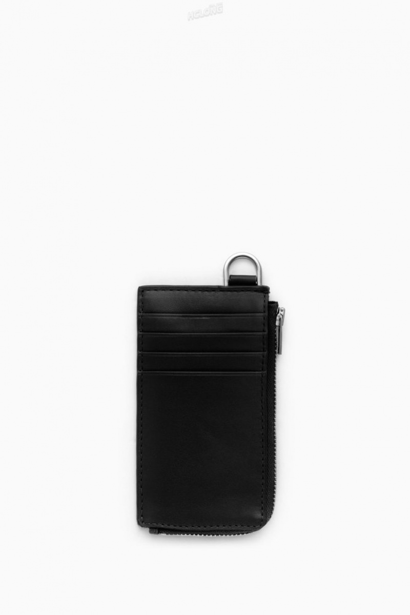 Black COS Leather Zipped Cardholder | MV95-S9LZ