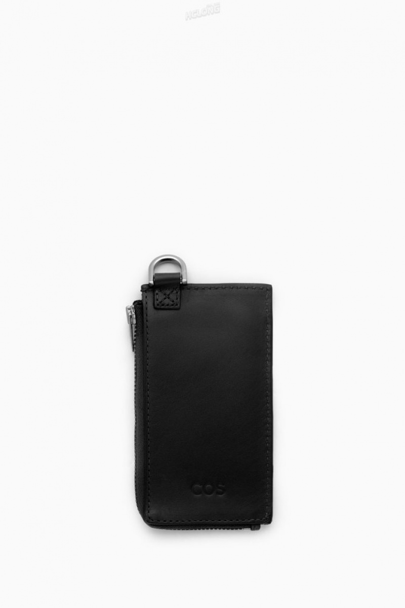 Black COS Leather Zipped Cardholder | MV95-S9LZ