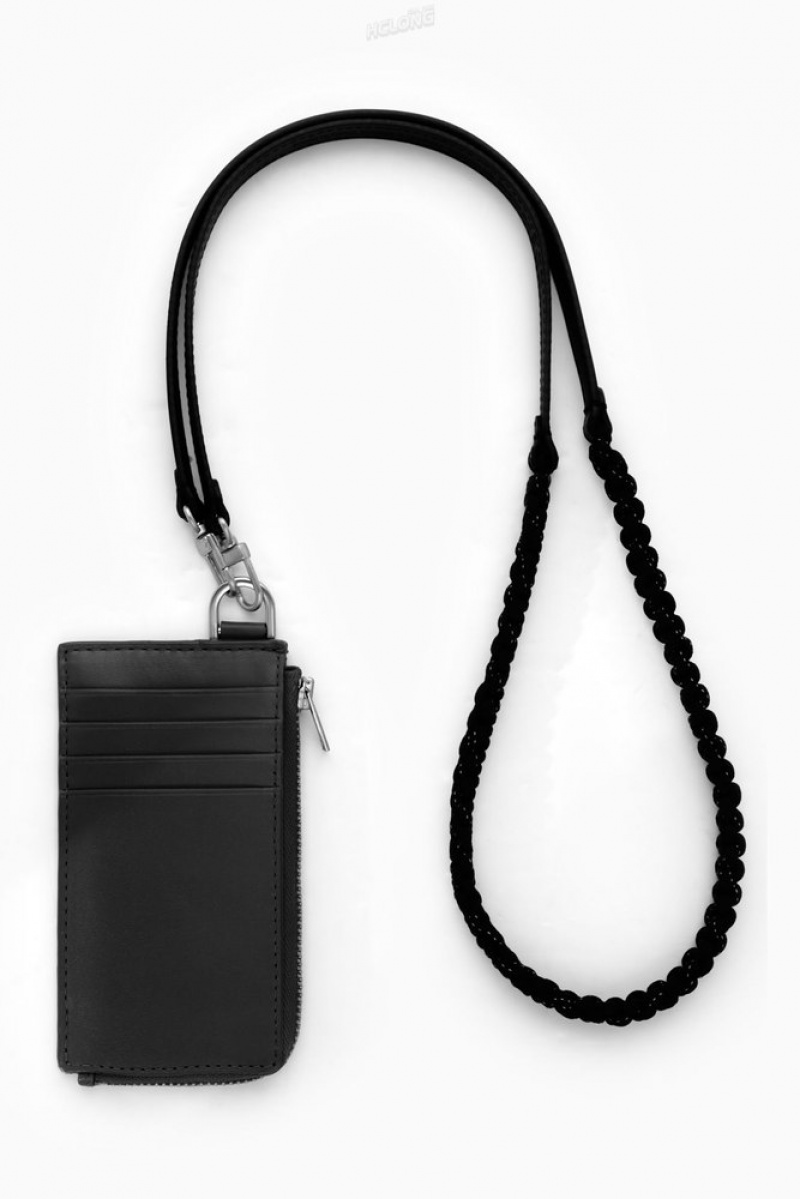 Black COS Leather Zipped Cardholder | MV95-S9LZ