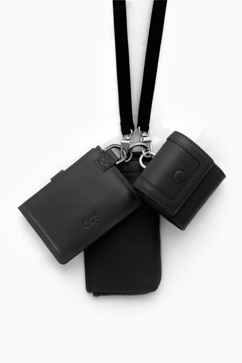 Black COS Leather Zipped Cardholder | MV95-S9LZ