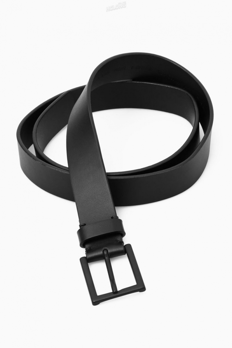 Black COS Matte Tonal Leather Belt | MQ85-T5AG