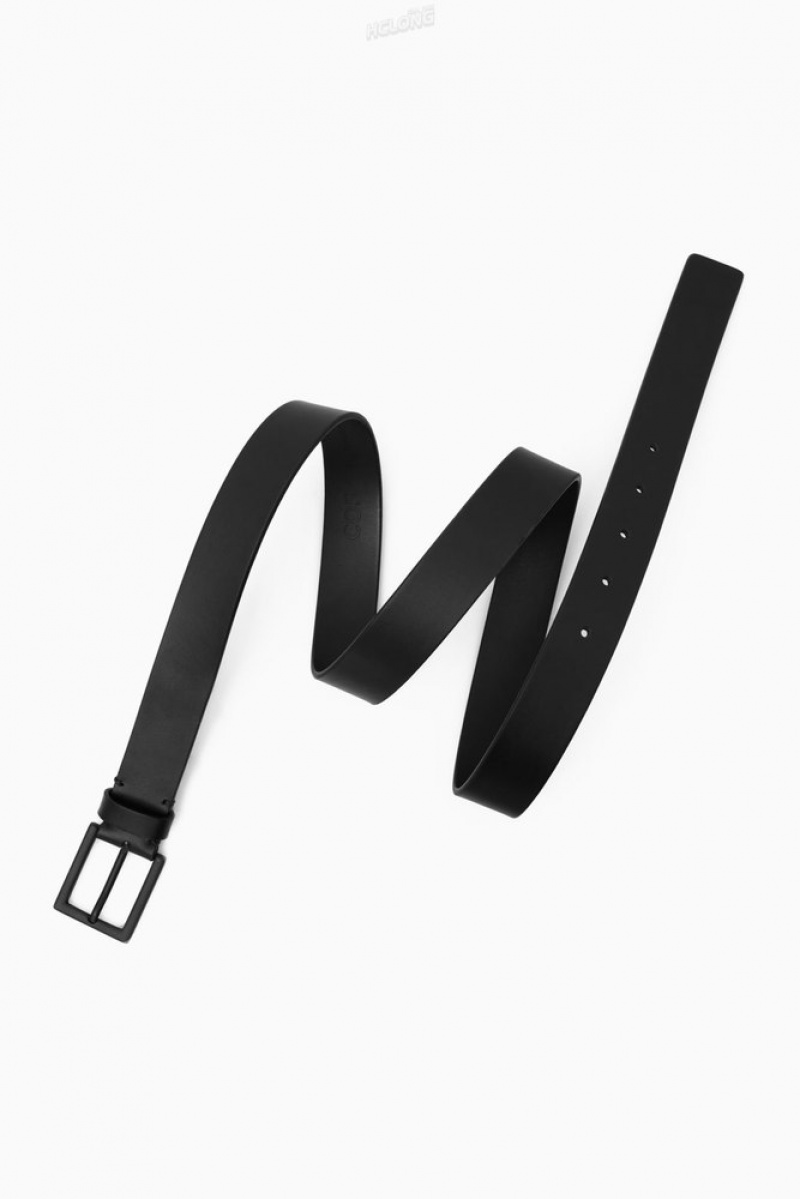 Black COS Matte Tonal Leather Belt | MQ85-T5AG