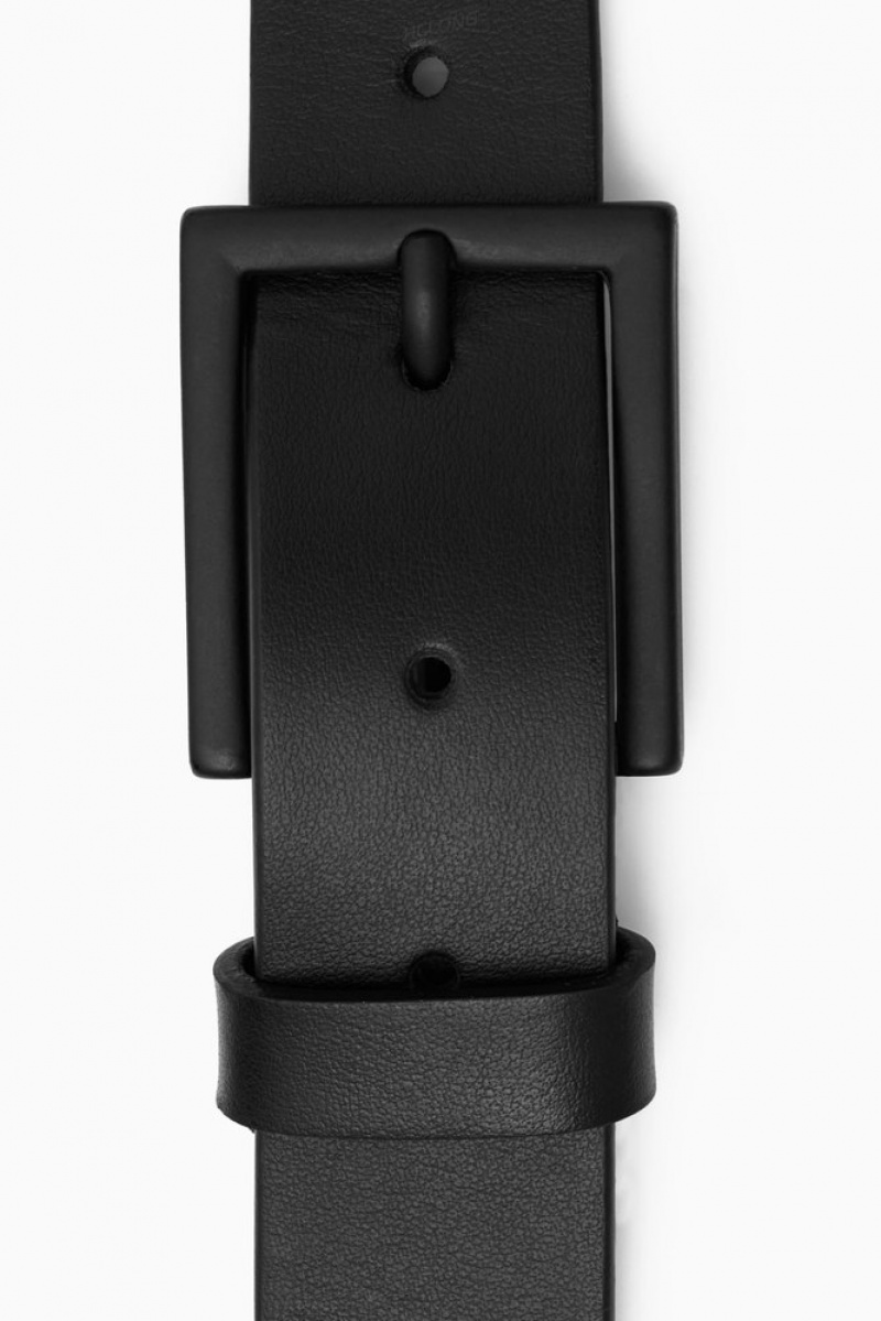 Black COS Matte Tonal Leather Belt | MQ85-T5AG