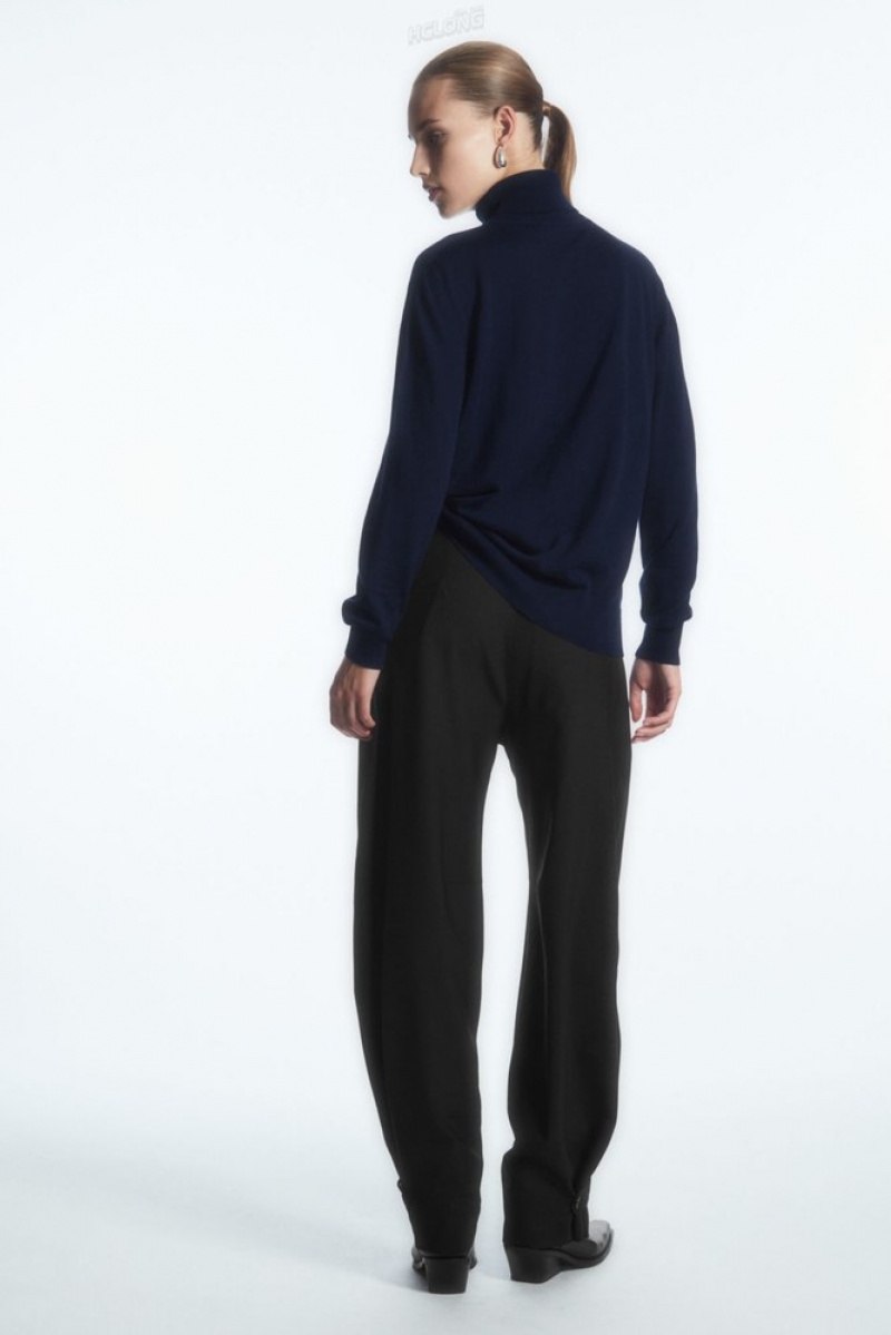 Black COS Merino Wool Roll-Neck Sweater | NL26-N5IU