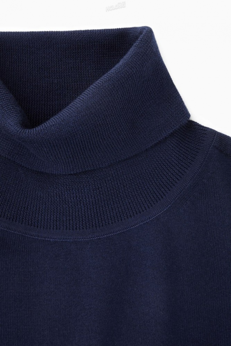 Black COS Merino Wool Roll-Neck Sweater | NL26-N5IU