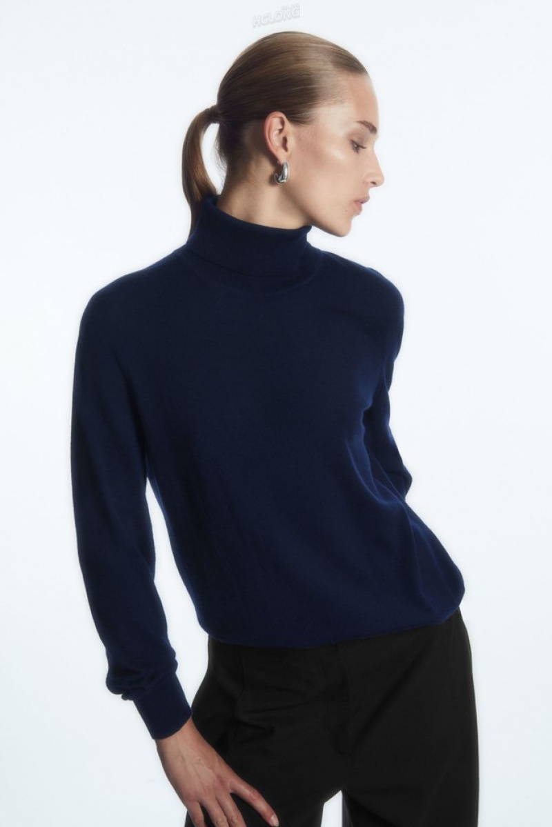 Black COS Merino Wool Roll-Neck Sweater | NL26-N5IU