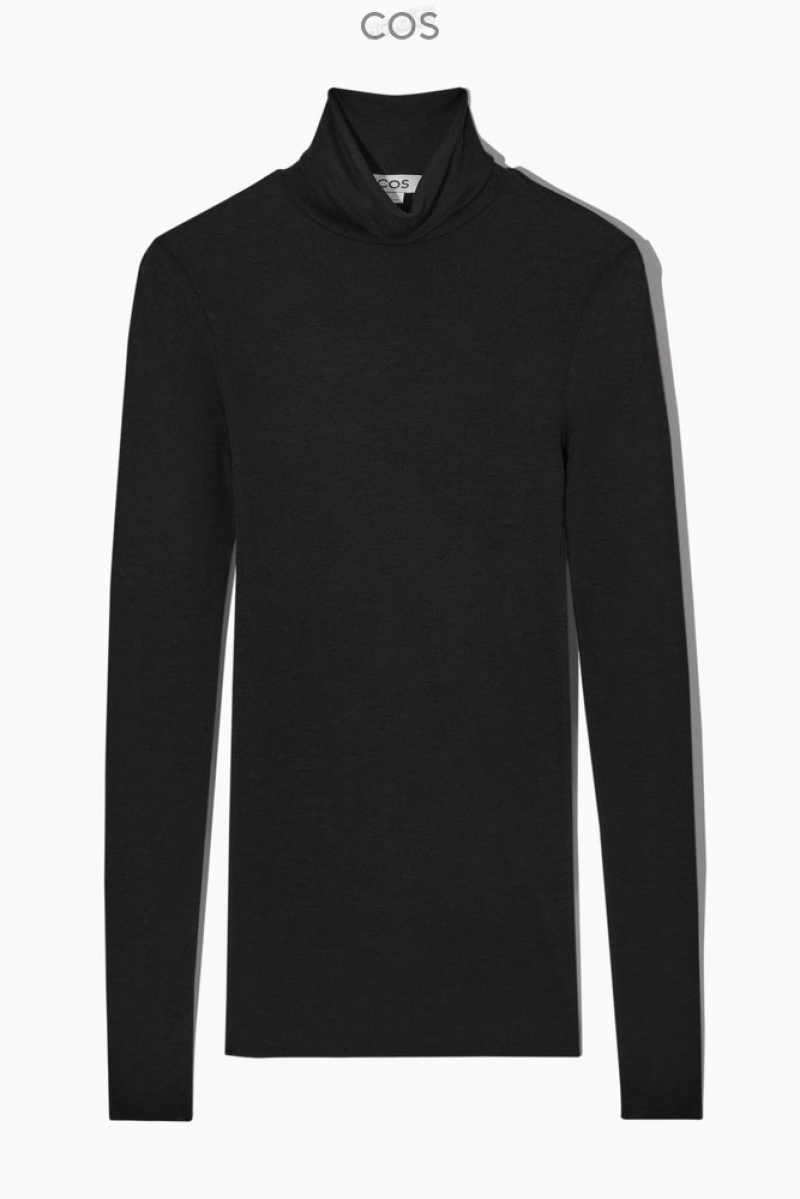 Black COS Merino Wool Turtleneck Top | HY63-E2WW