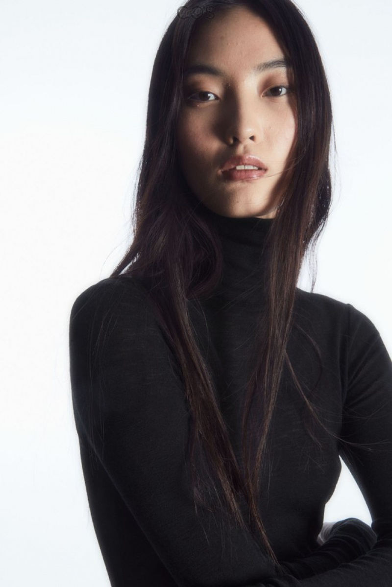 Black COS Merino Wool Turtleneck Top | HY63-E2WW