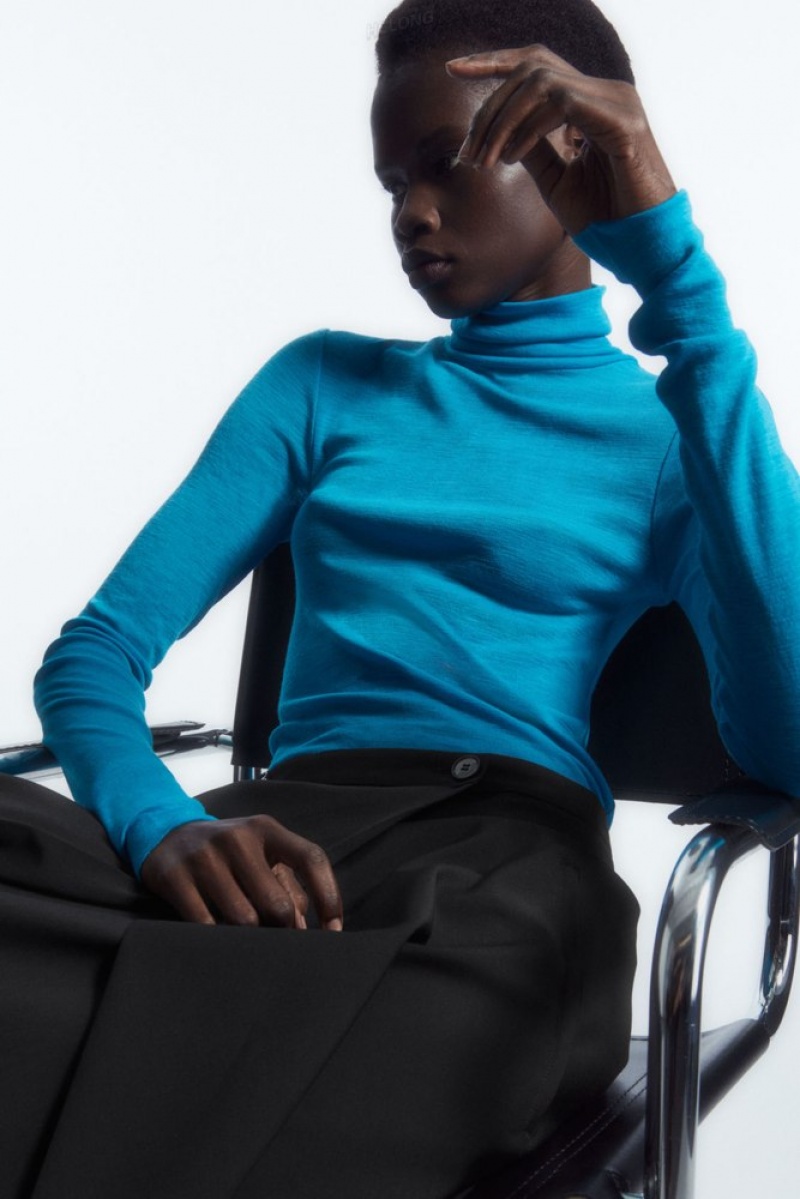 Black COS Merino Wool Turtleneck Top | LN09-I3MM