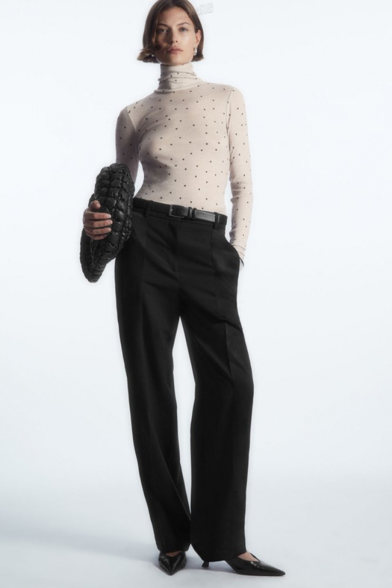 Black COS Merino Wool Turtleneck Top | UR20-F5PZ