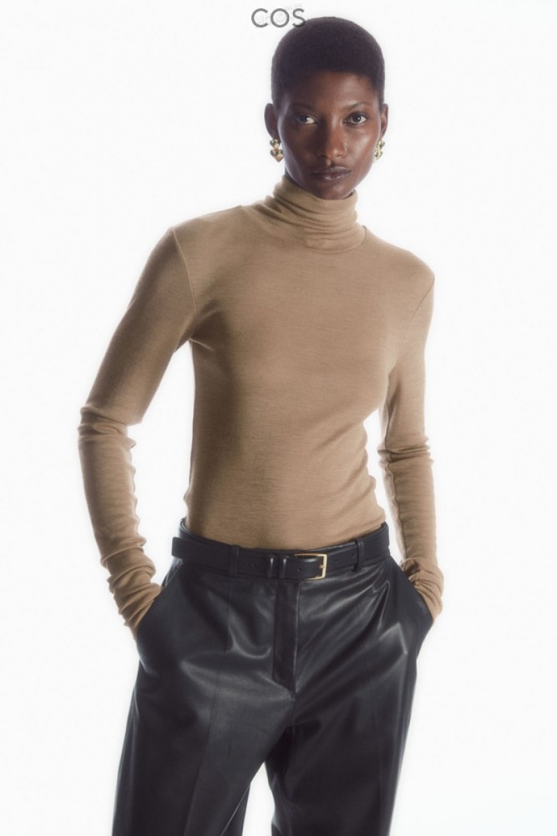 Black COS Merino Wool Turtleneck Top | VA67-J6JC