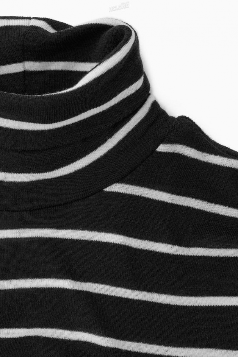 Black COS Merino Wool Turtleneck Top | XJ28-S4YM