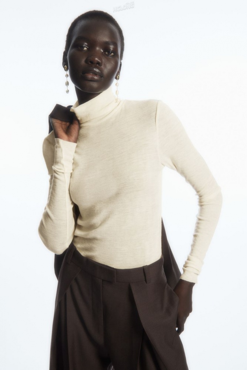 Black COS Merino Wool Turtleneck Top | ZE18-O0VX