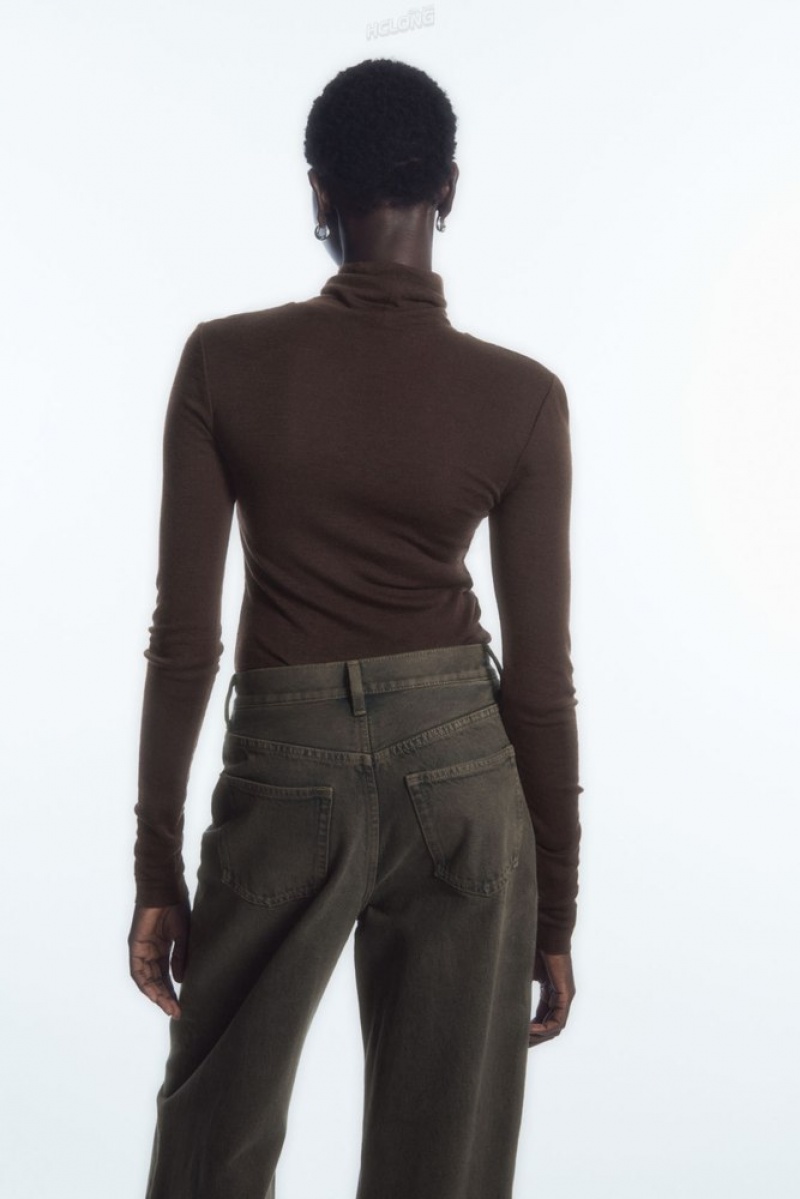 Black COS Merino Wool Turtleneck Top | ZG87-V5CC