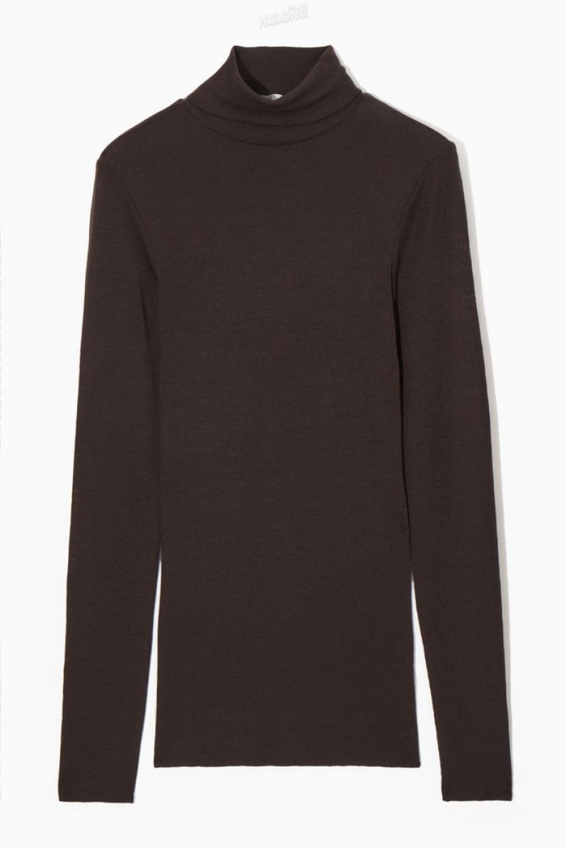 Black COS Merino Wool Turtleneck Top | ZG87-V5CC