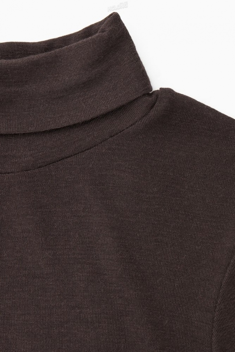 Black COS Merino Wool Turtleneck Top | ZG87-V5CC