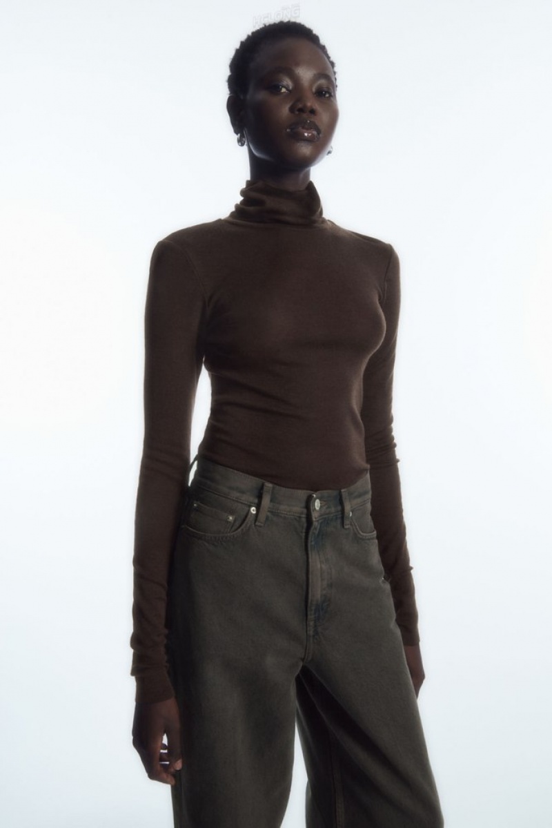 Black COS Merino Wool Turtleneck Top | ZG87-V5CC