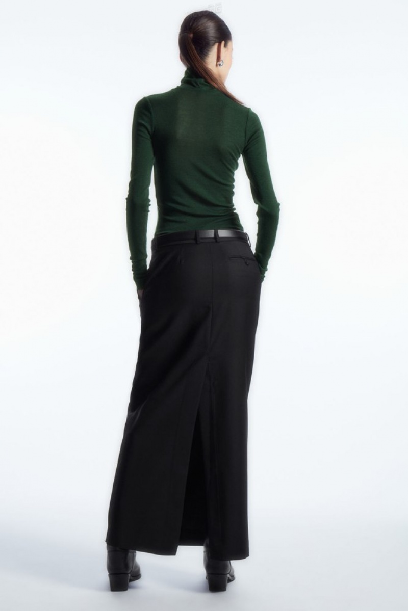 Black COS Merino Wool Turtleneck Top | ZK58-J7QL