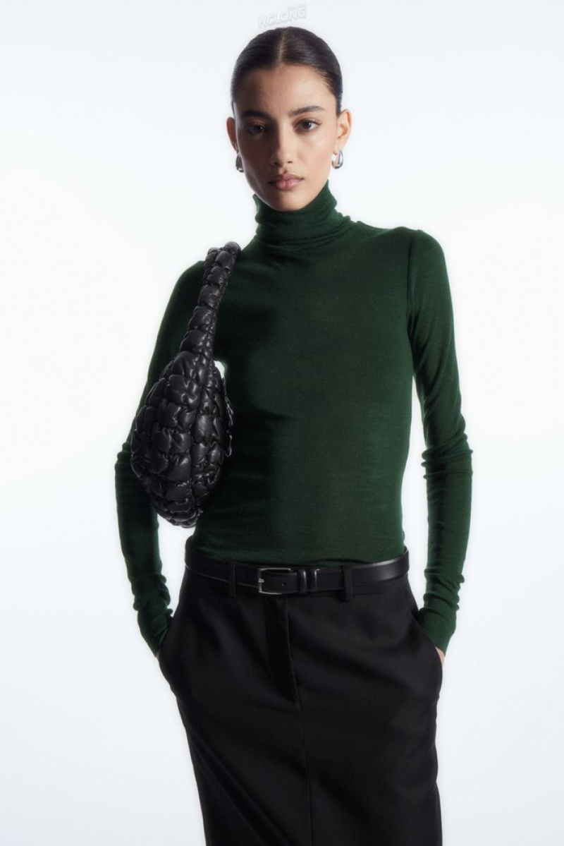 Black COS Merino Wool Turtleneck Top | ZK58-J7QL