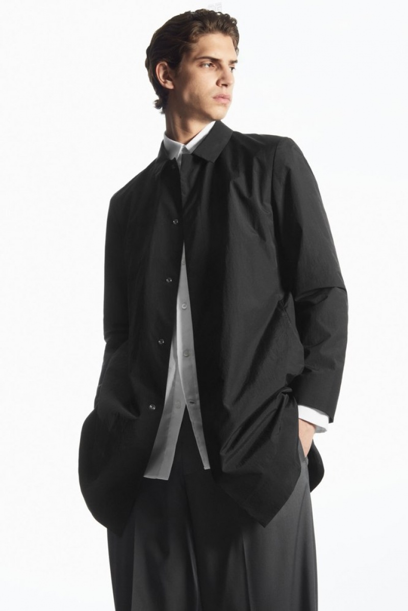 Black COS Nylon Car Coat | QZ50-R5DV