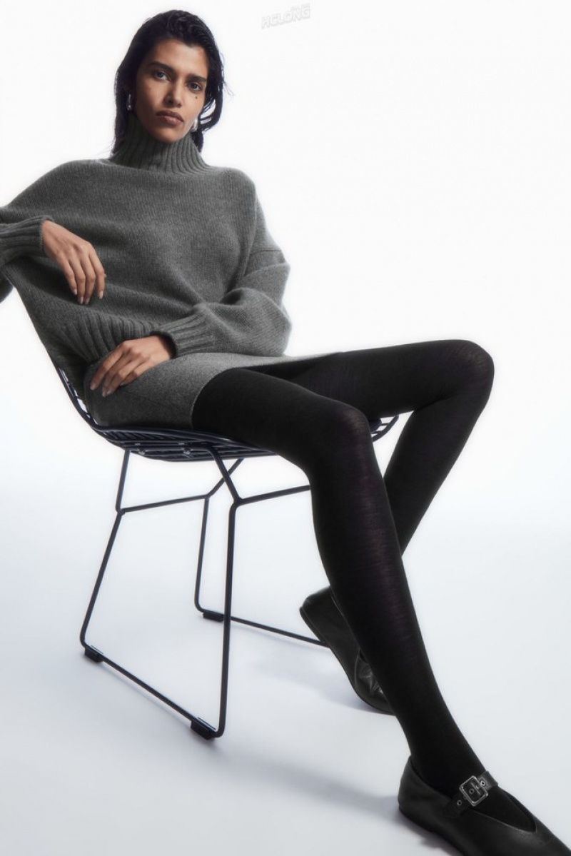 Black COS Opaque Wool-Blend Tights | EY57-W4TU