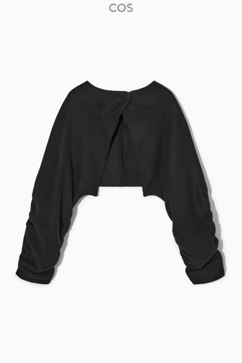 Black COS Open-Back Wool Bolero Jacket | XB72-G0YY