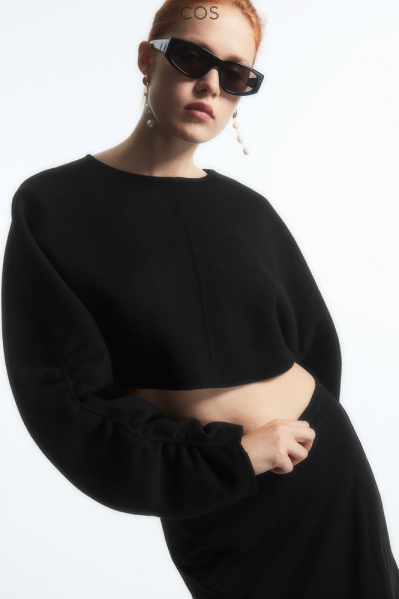 Black COS Open-Back Wool Bolero Jacket | XB72-G0YY