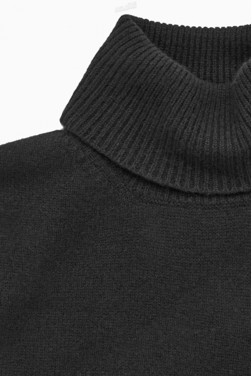 Black COS Open-Side Cashmere-Blend Roll-Neck Vest | OD63-Z8WR