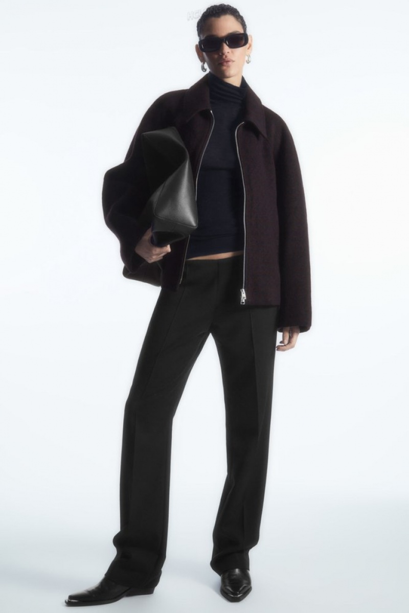 Black COS Oversized Boiled-Wool Jacket | MN91-F9ZM