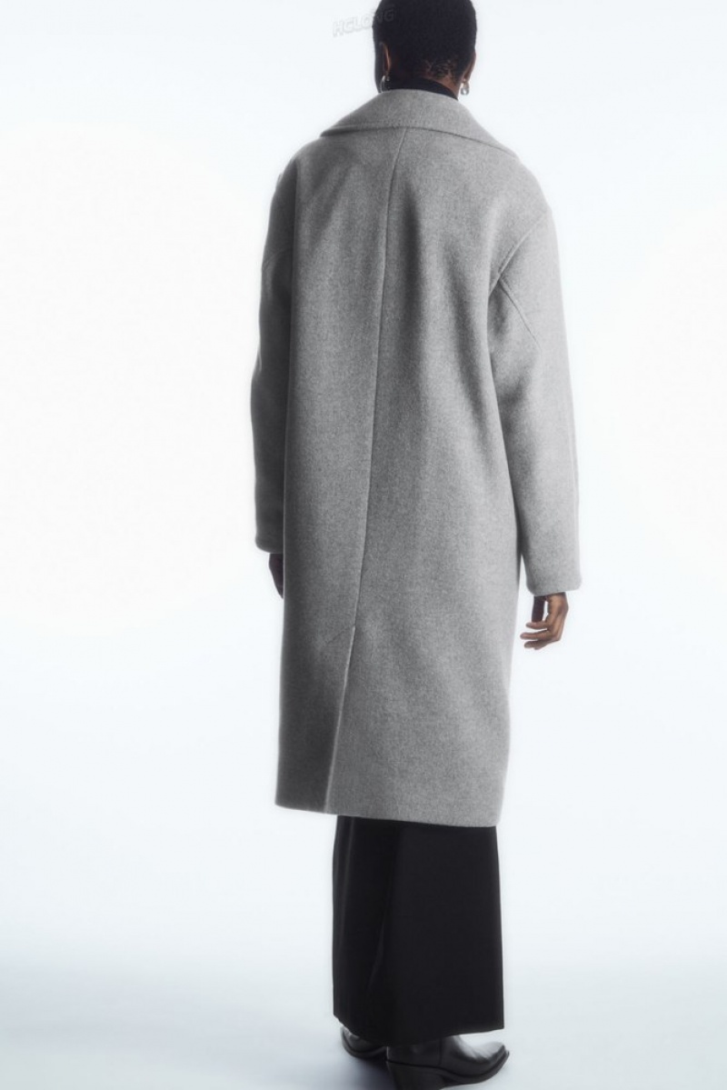 Black COS Oversized Double-Breasted Wool Coat | UL42-X5OQ