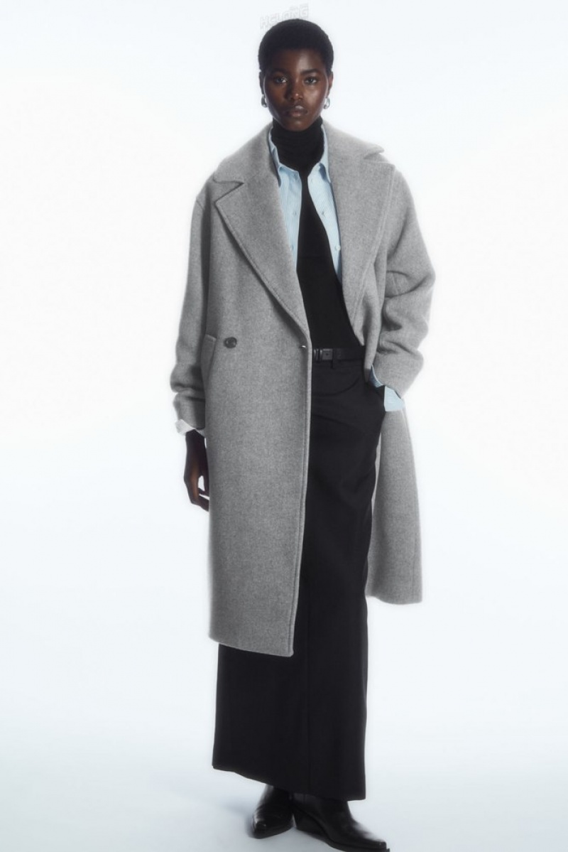 Black COS Oversized Double-Breasted Wool Coat | UL42-X5OQ