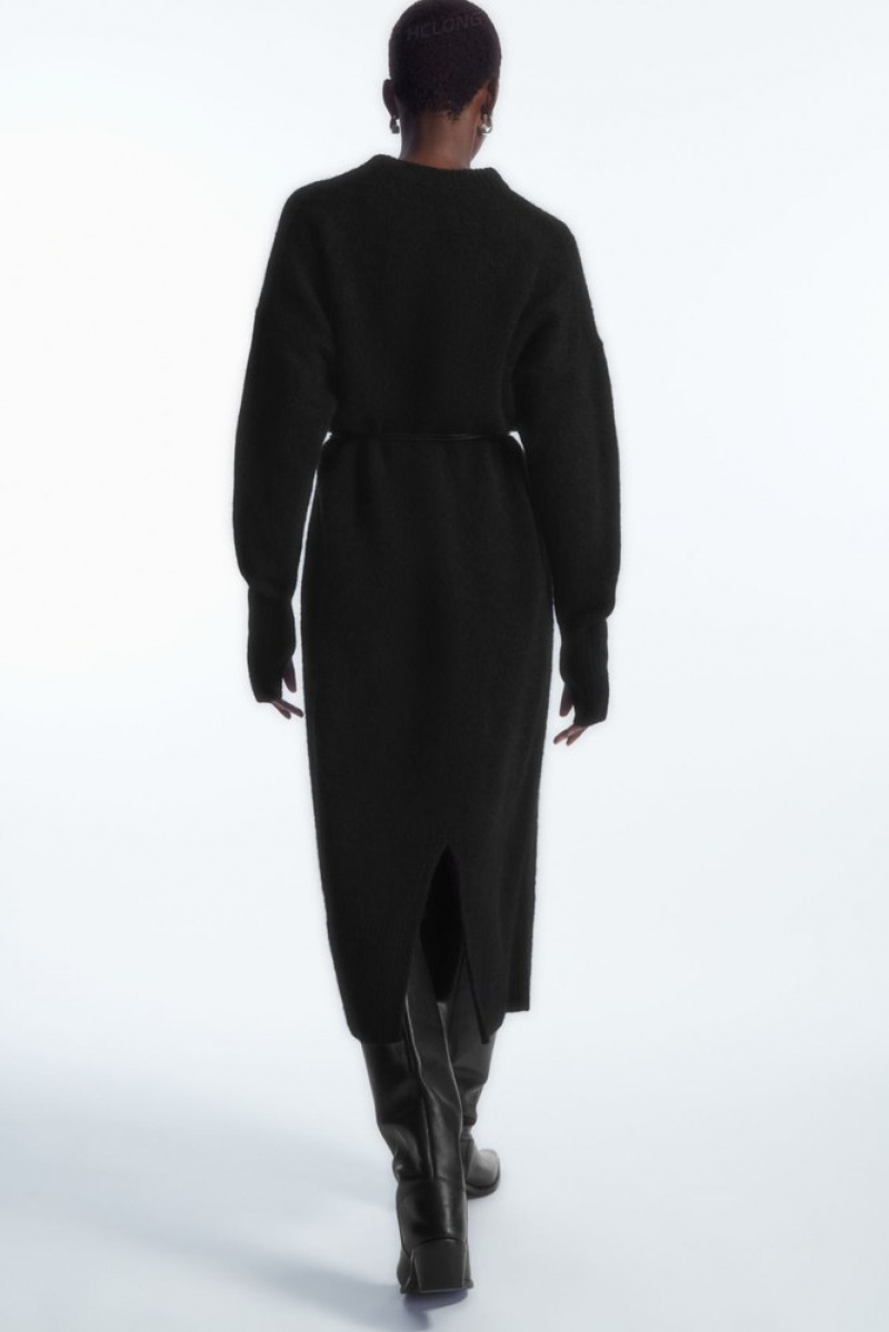 Black COS Oversized Knitted Alpaca-Blend Dress | BF01-M8XR