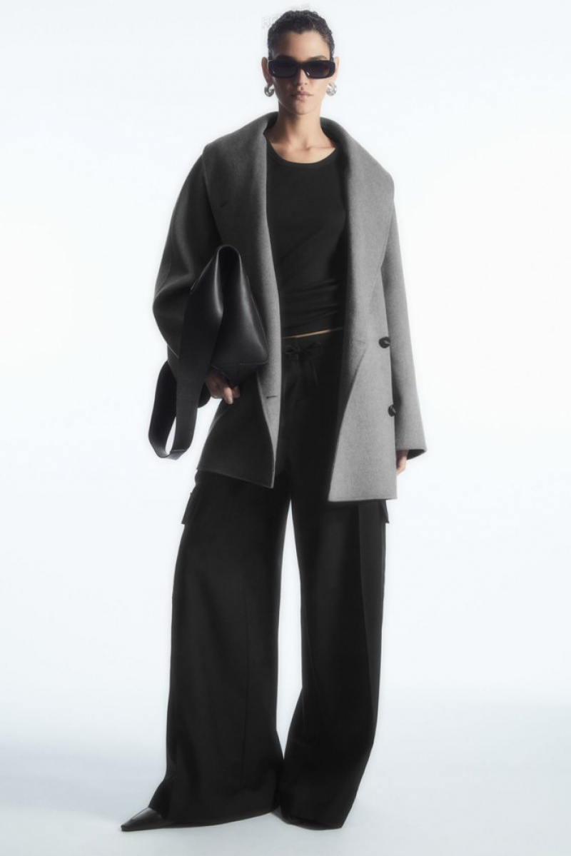 Black COS Oversized Shawl-Collar Wool Jacket | FW96-B3KM