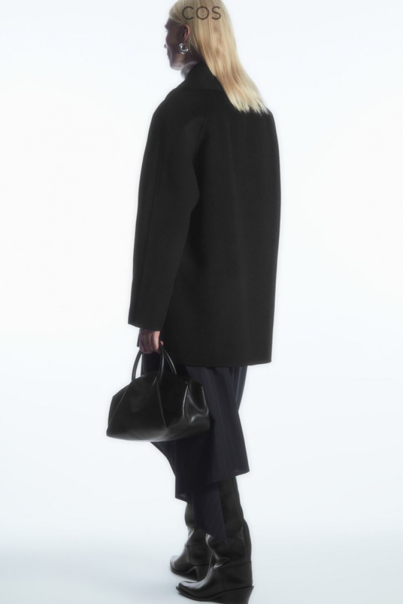 Black COS Oversized Shawl-Collar Wool Jacket | LT39-Q6BU