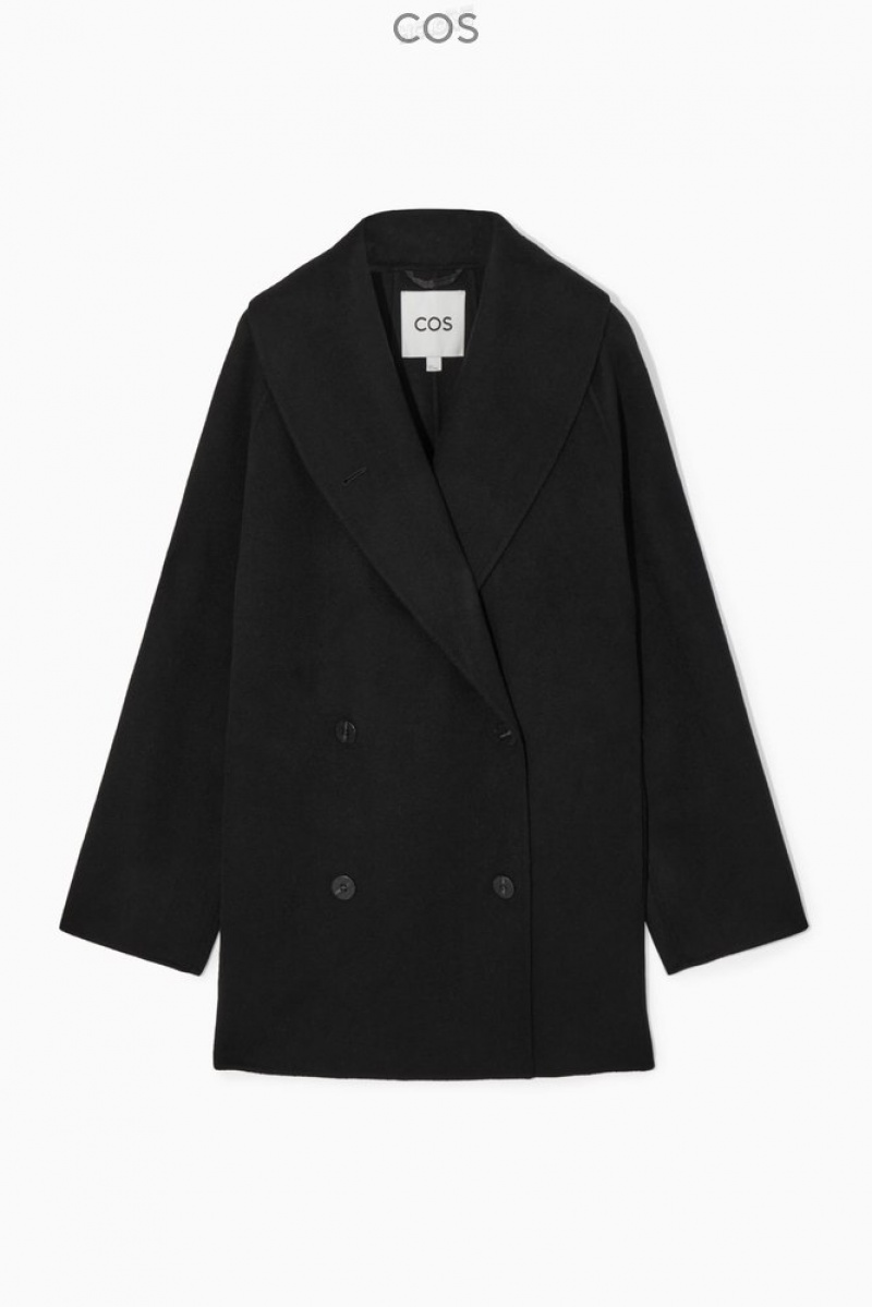 Black COS Oversized Shawl-Collar Wool Jacket | LT39-Q6BU