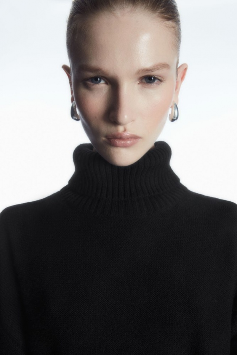 Black COS Oversized Wool Roll-Neck Jumper | OM30-K4LR