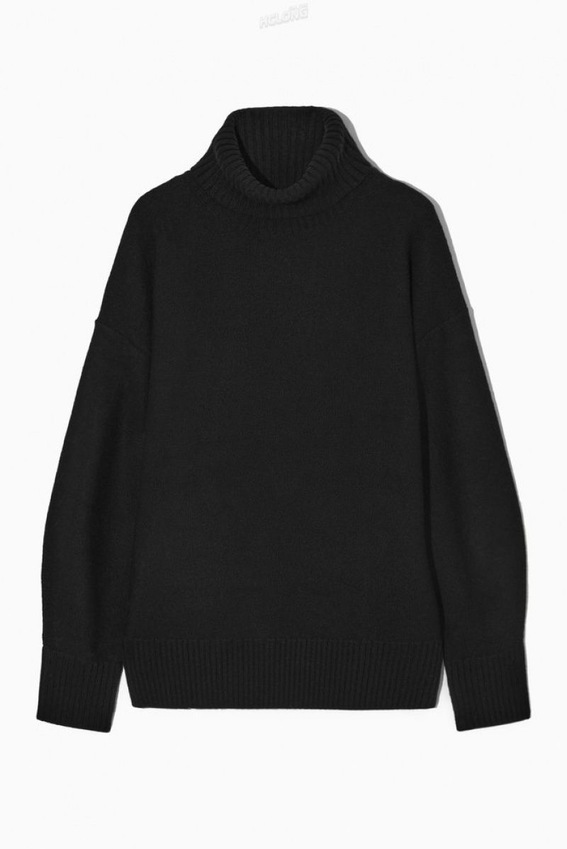 Black COS Oversized Wool Roll-Neck Sweater | CA75-I6UO