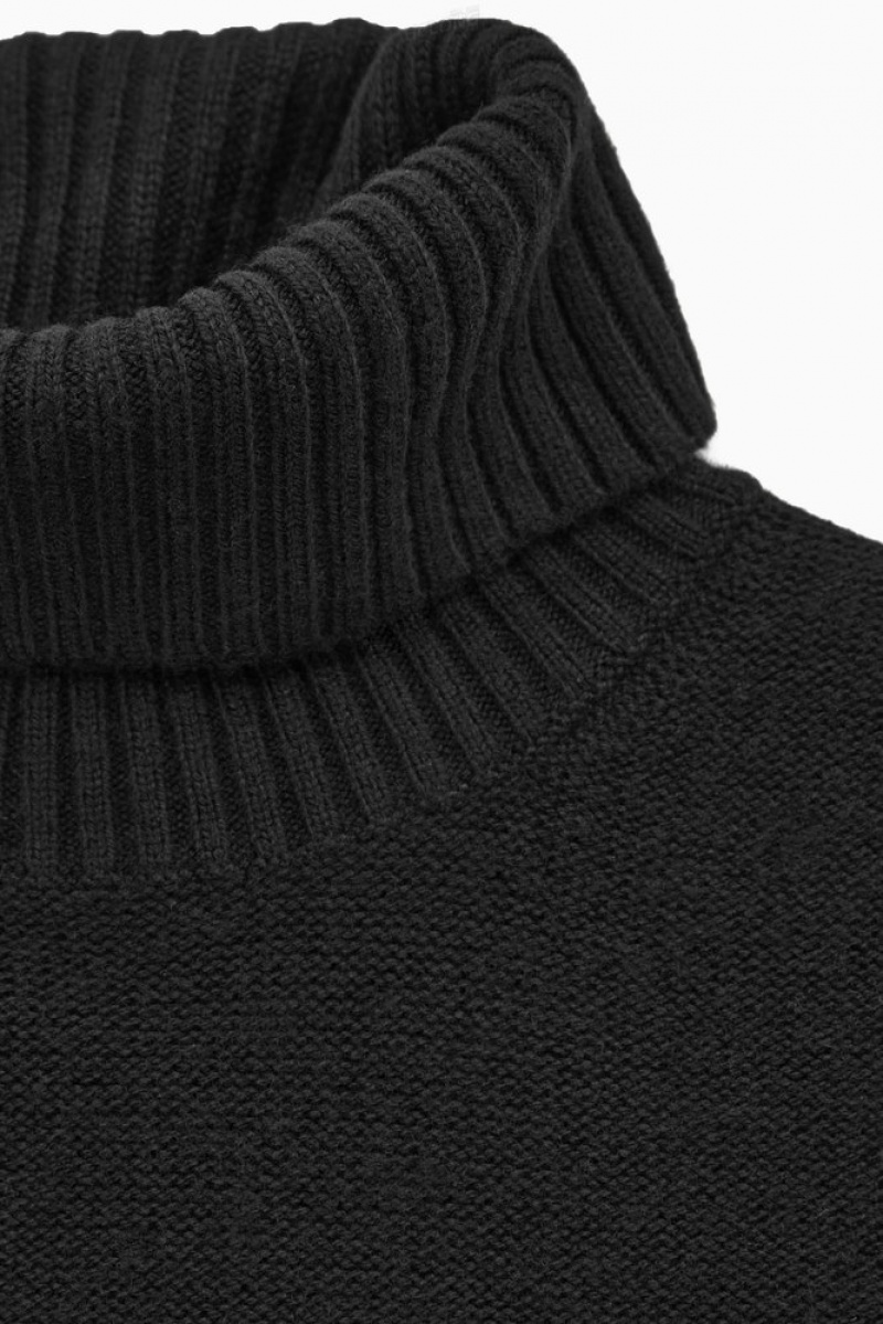 Black COS Oversized Wool Roll-Neck Sweater | CA75-I6UO