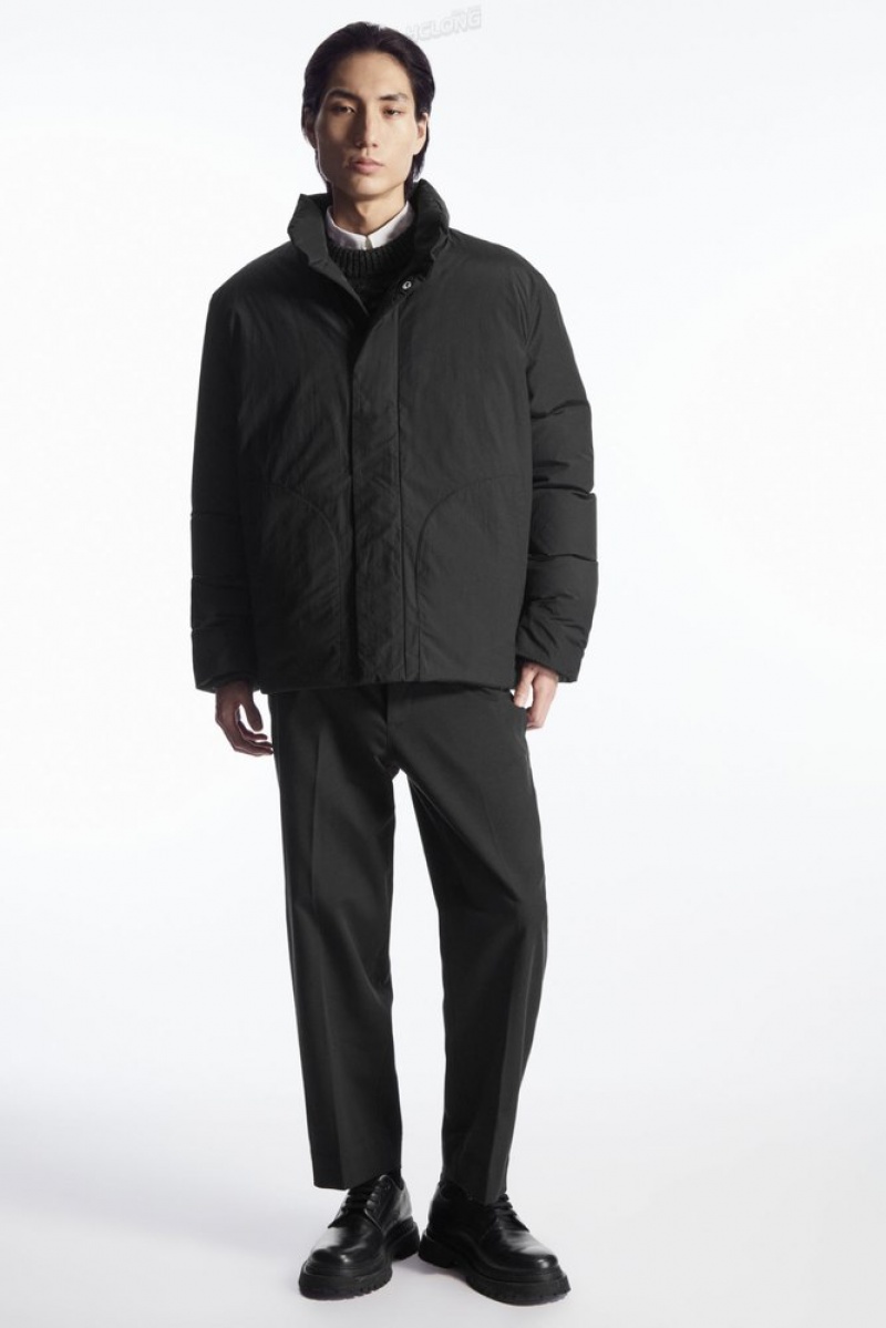 Black COS Padded Magnetic-Collar Jacket | SN59-P6LM