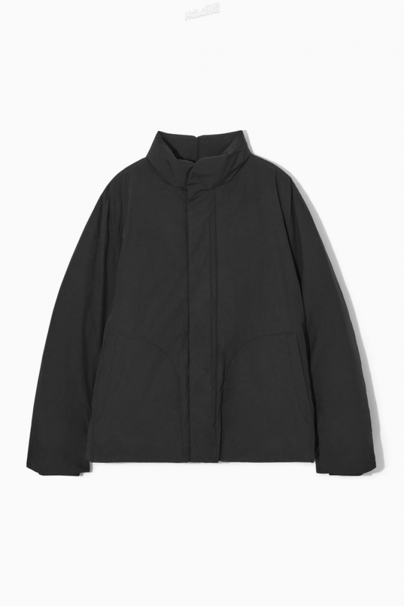 Black COS Padded Magnetic-Collar Jacket | SN59-P6LM