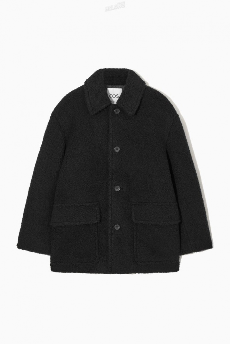 Black COS Padded Teddy Jacket | MM97-E3LD