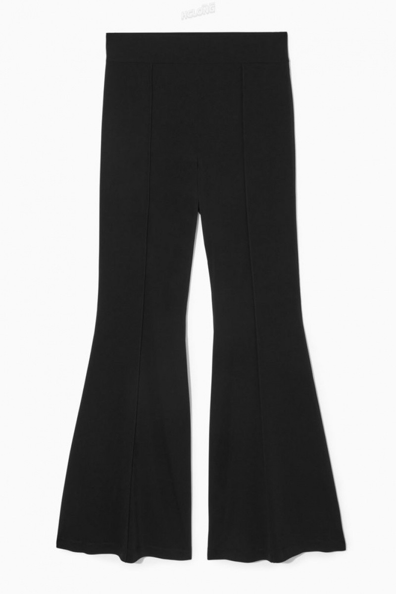 Black COS Pintucked Flared Pants | GY45-K0RZ