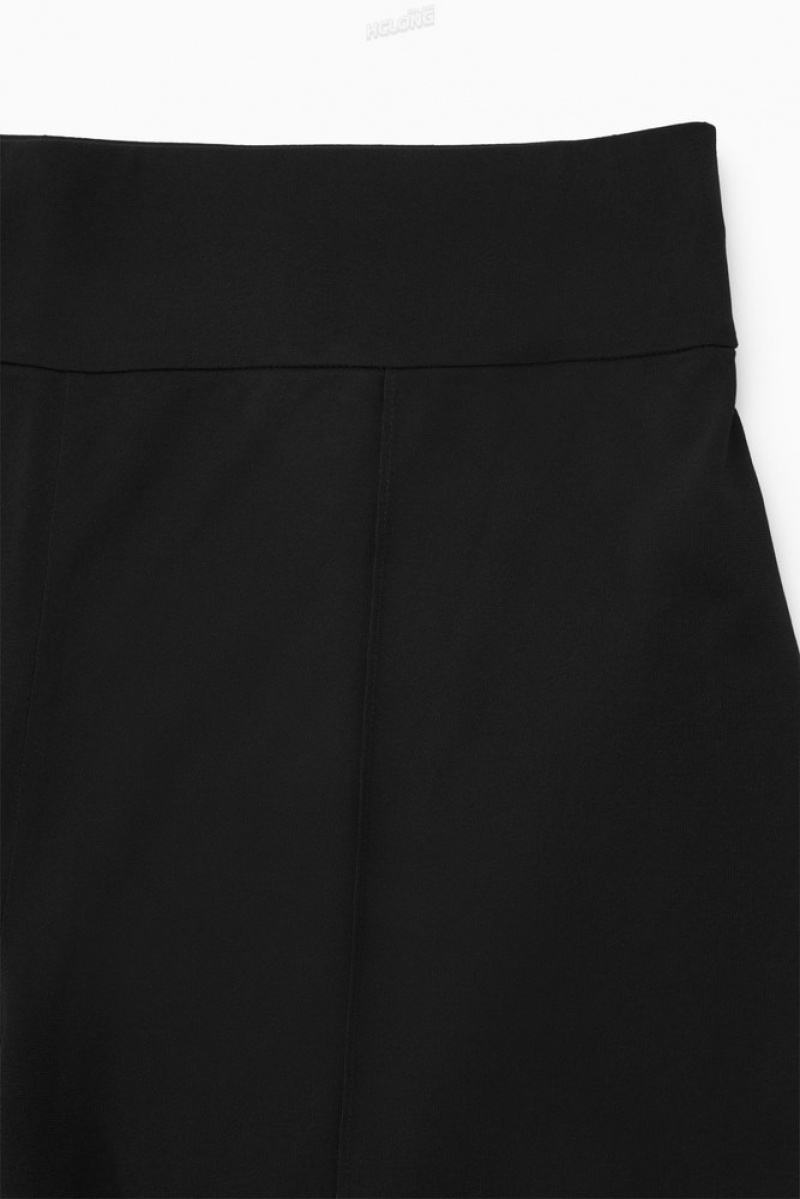 Black COS Pintucked Flared Trousers | WZ80-I4WZ