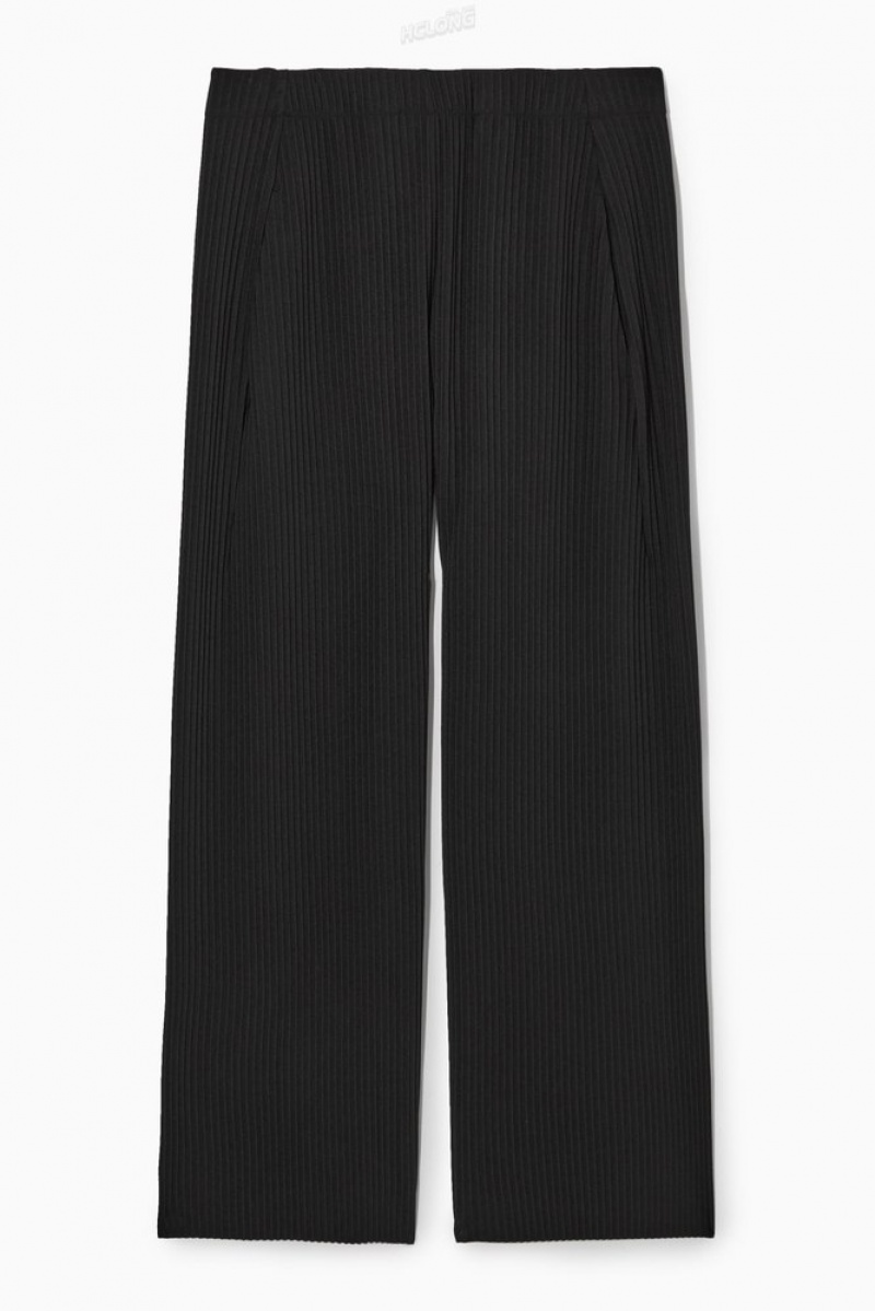 Black COS Pleated Elasticated Pants | KO05-F1TK