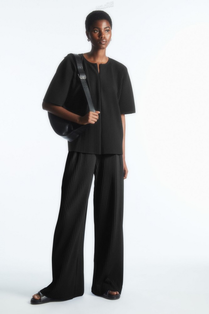 Black COS Pleated Elasticated Pants | KO05-F1TK